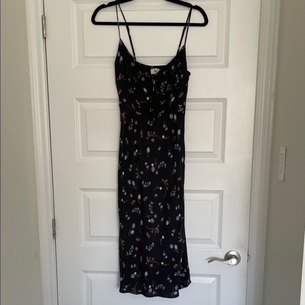 Floral Black Midi Dress